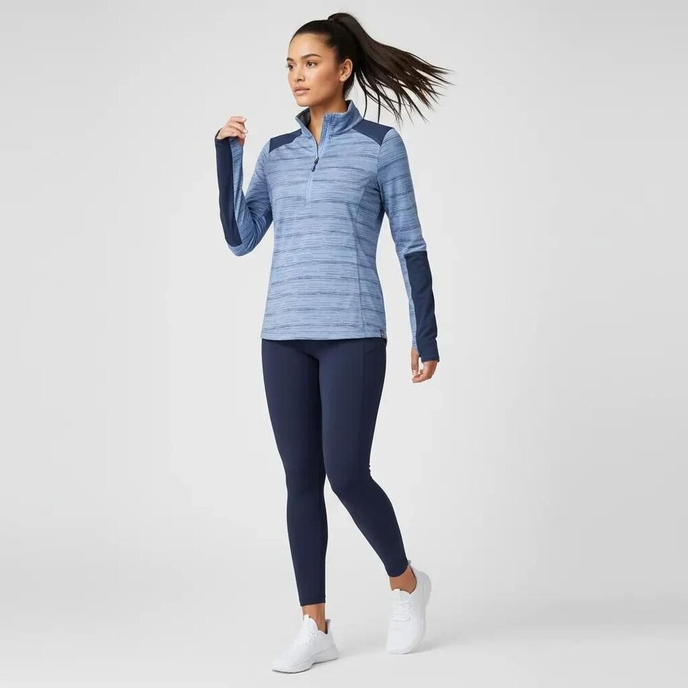 LIV Outdoor Women's Half Zip Long‎ Sleeve Pullover Workout Tops Blue Size Medium